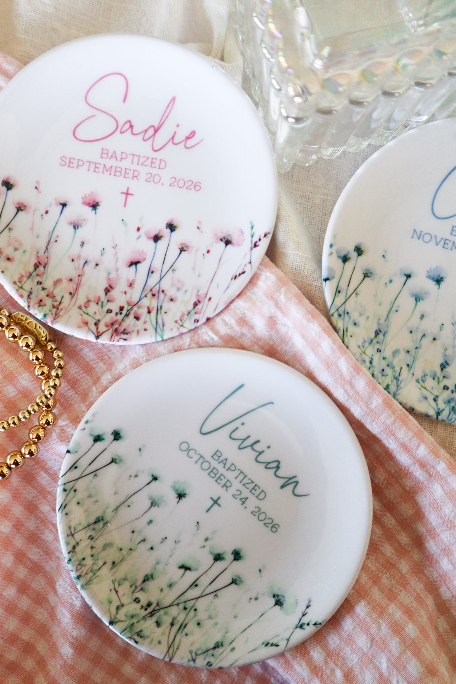 Custom Baptism Ring Dish, Personalized Christening Gift for Girls, Ceramic Blessing Keepsake, Baby Dedication Trinket Bowl, First Communion Gift, Goddaughter Gift from Godmother