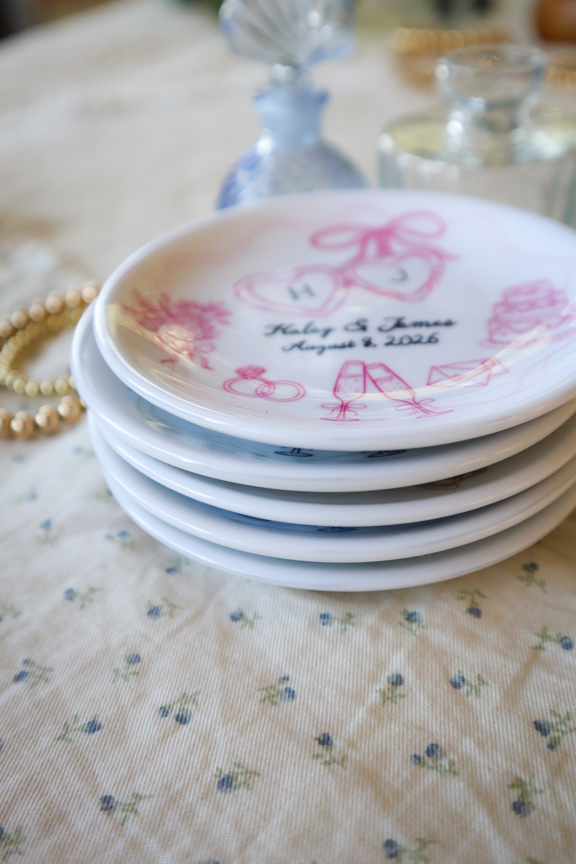Personalized Ceramic Ring Dish, Hand-Drawn Wedding Engagement Gift