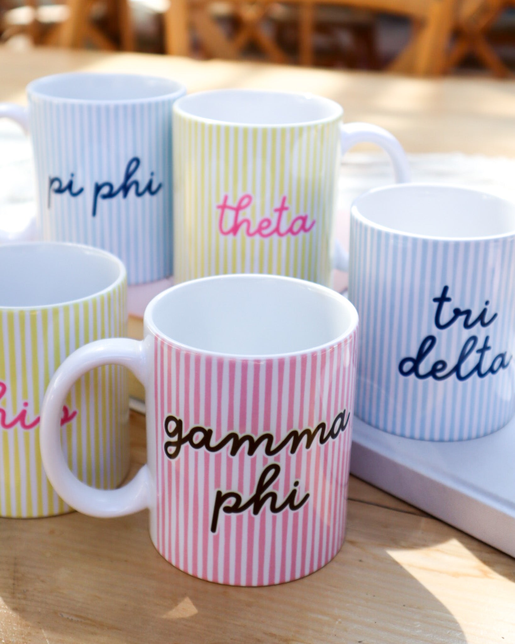 Sorority Stripped Mug, Alpha Phi, ADPi, Kappa & More
