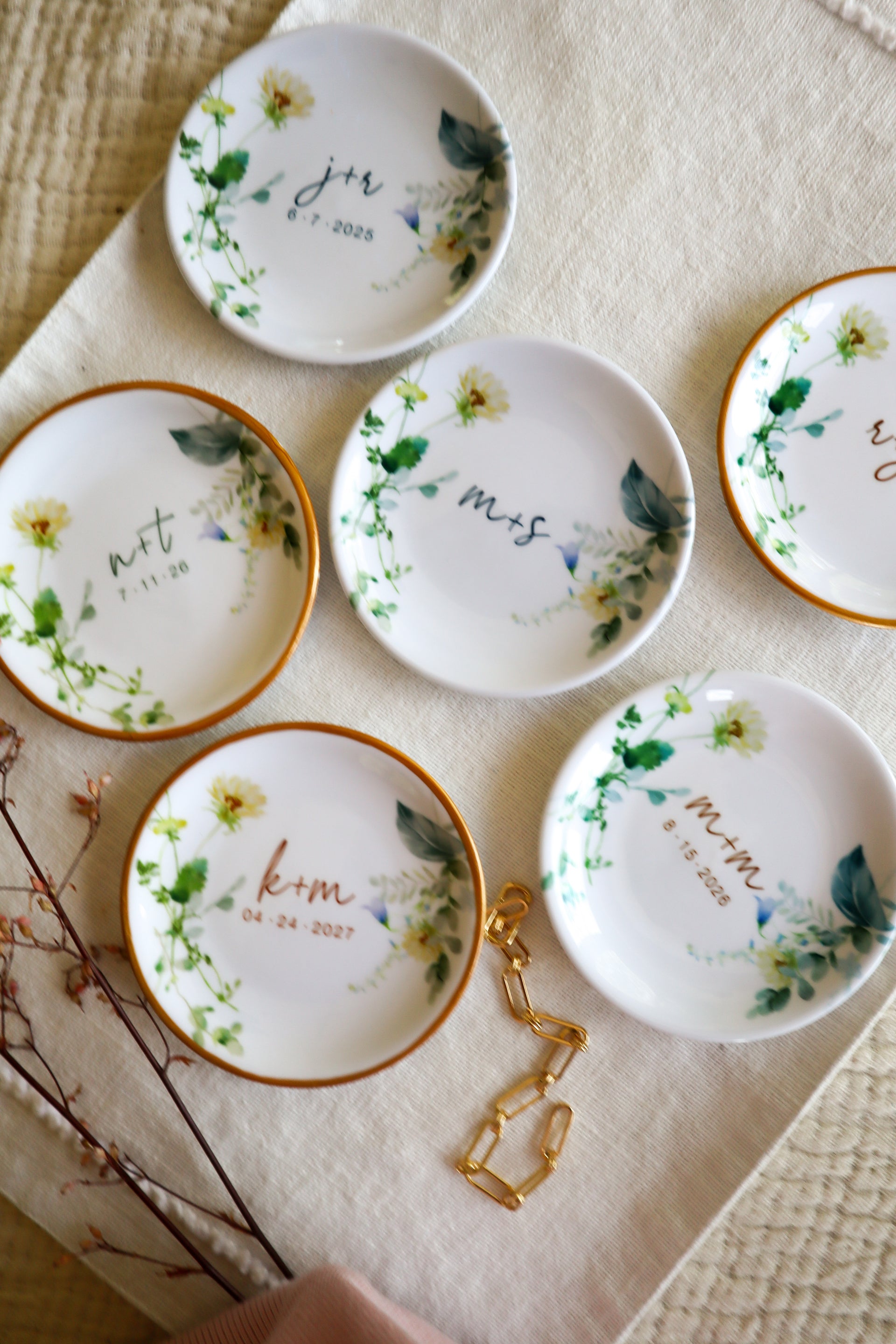 Custom Wildflower Ring Dish: Personalized Ceramic Engagement Gift