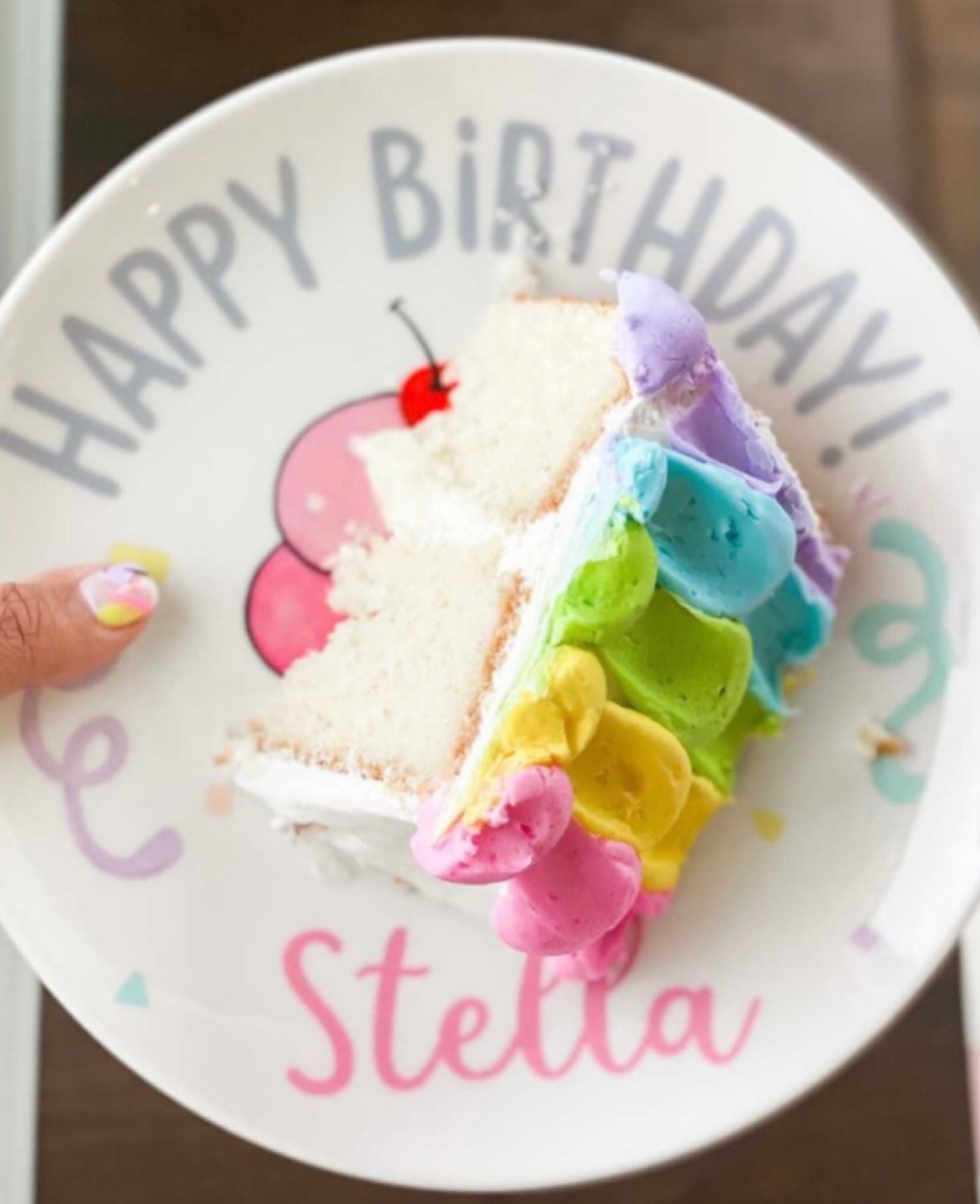 Personalized Birthday Plate for Girl, Pink Cupcake and Confetti , First Birthday Gift
