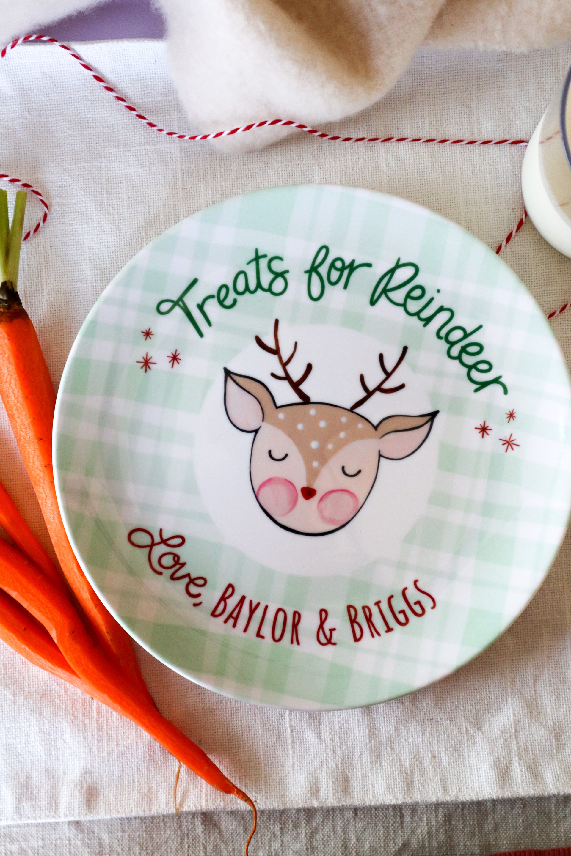 Ceramic Personalized Santa Cookie & Reindeer Plate Set, Christmas Tradition