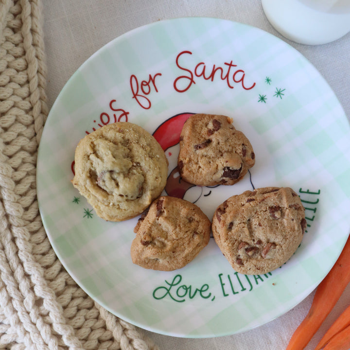 Cookies for Santa plate with cookies and carrots. Red and green